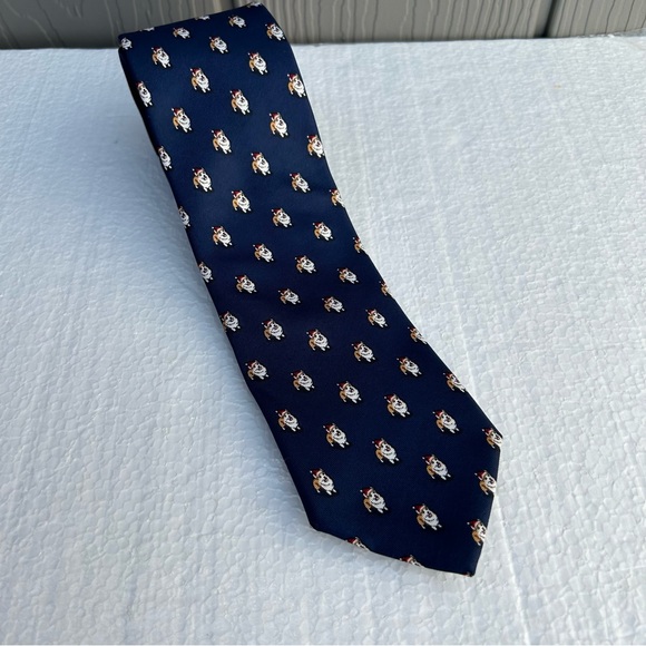 Tommy Hilfiger Neck Tie Dog Print Blue Novelty Puppy Design - Picture 1 of 12